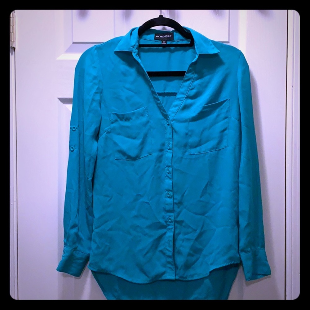 Teal Button Up Blouse
